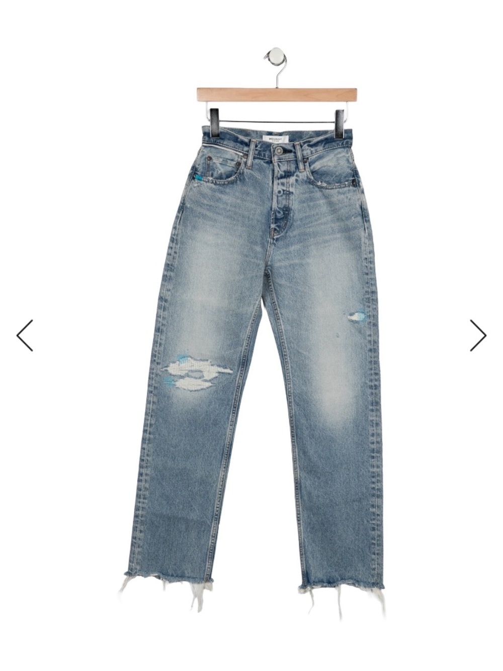 Moussy Light Blue Distressed Straight-Leg Jeans